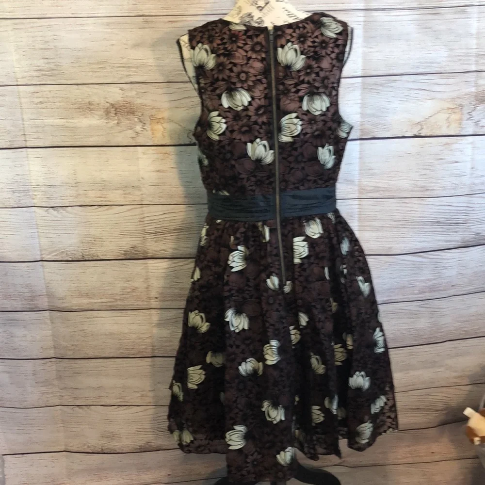 Frock! By Tracy Reese Silk Tea Dress Floral Crinoline Petticoat Chrysanthemum